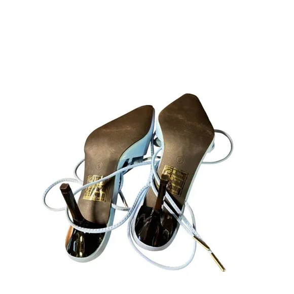 Nasty Girl Blue Gladiator Heels Women Size 5 - Picture 8 of 13